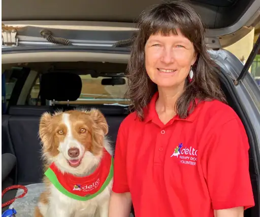 Deb with therapy dog Autumn